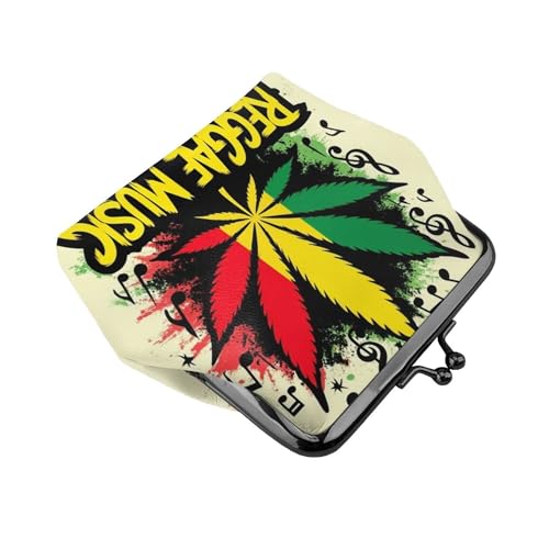 rasta flag weed leaves reggae music Coin Purses Vintage Pouch Kiss-Lock Change Purse Wallets3