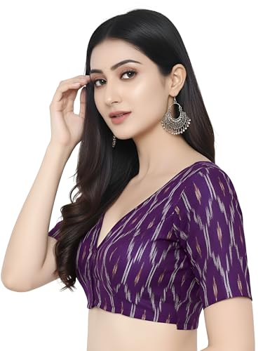 Image of Cotton Pochampally ikat unstitched blouse, Kurthi, long frock fabric material for women (1 meter, 2 meters & 3 meters)