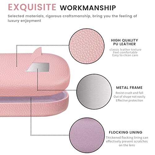 Molshine Hard Shell Leather Sunglasses Case,Classic Large Glasses Case For Women Men,Sunglass Eyeglasses (Pink) #TOP2