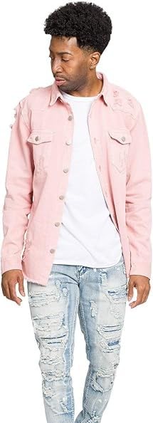 Image of VICTORIOUS Men's Distressed Denim Jacket