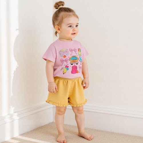 Kids Toddler Girl Back to School Shirt Cute Print First Day of School Tee Shirt Kindergarten Preschool Tops2