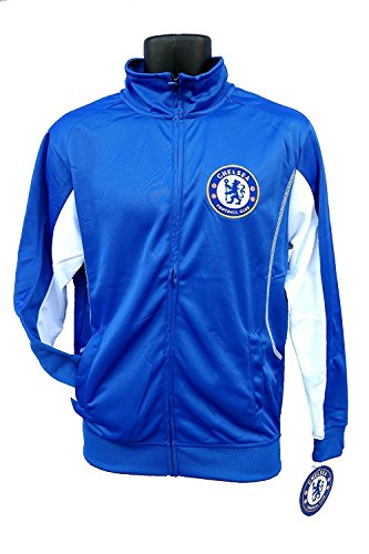 Rhinox Chelsea FC Adult Blue Soccer Football Jacket Track Zip Up 2015-2016 (Blue/White, Medium)