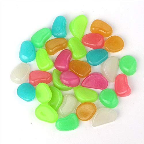 Afflorance Glow in The Dark Glowing Decorative Stones Pebbles for Decoration and Aquariums (50 Pieces)