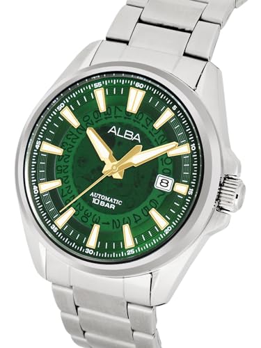 ALBA Stainless Steel Men Analog Wristwatch Au4027X1, Green Dial, Silver Band - Image 2