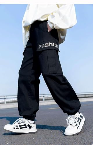 Boys Cargo Joggers Pants Kids Elastic Waist Casual Pants with Multi Pockets3