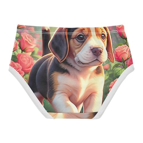 Cute Dog Pink Roses Toddler Girls Underwear 2t Cotton Girl Panties Cute Bright Briefs Undies Kids2