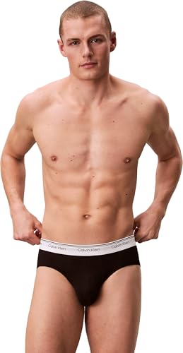 Calvin Klein Herren 3er Pack Unterhosen Hip Briefs Balance mit Logobund, Schwarz (Black), M 2