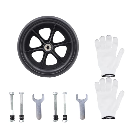 Nicerity 1 Set 8" Wheelchair Walker Accessories with Wrench Glove Replacement Wheels Fit for Rolling Walker