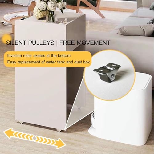 Mesa auxiliar con armario para aspiradora robot de salon mueble oculto de madera blanco con puertas 7
