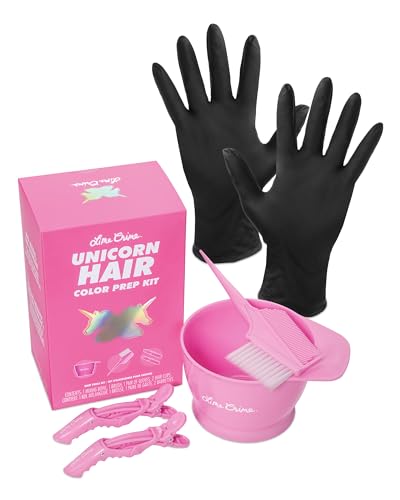 Lime Crime Unicorn Hair Color Prep Kit, 4-Piece Set - Professional Grade Hair Care Coloring Set Includes Mixing Bowl, Dye Color Brush, Pair of Gloves & 2 Hair Clips - Perfect for Bleaching & Hair Dye