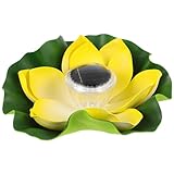 MOBUTOFU Lotusförmige Solarleuchte auspc Schwimmende Teichbeleuchtung Gelb für Garten Terrasse und...