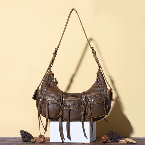Image of Angel Kiss Hobo Bags Purse for Women Y2K Shoulder Bag Multi Pockets Designer Satchel Studded Handbags with Strap