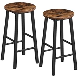 HOOBRO Bar Stools Set of 2, Counter Height Bar Stools, 24.8" Bar Stools for Kitchen Island, Industrial Kitchen Bar Chairs, for Dining Room, Kitchen, Bar, Rustic Brown and Black BF07BY01G1 HOOBRO Bar Stools Set of 2 Counter Height Bar Stools 248 Bar Stools for Kitchen Island Industrial Kitchen Bar Chairs for Dining Room Kitchen Bar Rustic Brown and Black BF07BY01G1