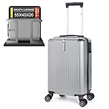 Artebeads Maleta de Cabina 52x33x20 cm, Maleta de Mano Rígida PP con Ruedas 360° Desmontables, Gancho Lateral Práctico y Cierre de Combinación, Ligera y Resistente, Gris Claro