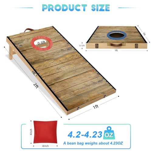 NZQXJXZ Zestaw do gry Cornhole 0,6 m x 0,3 m z 6 workami do siedzenia i torbą do przenoszenia