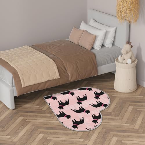 Französische Bulldogge Liebe Langhaar Verdickte Boden Fußmatte Teppiche 80cm, Cartoon Bulldogge Bereich Teppich für Wohnzimmer Küche Schlafzimmer Waschbar rutschfest Bodenmatte Teppich