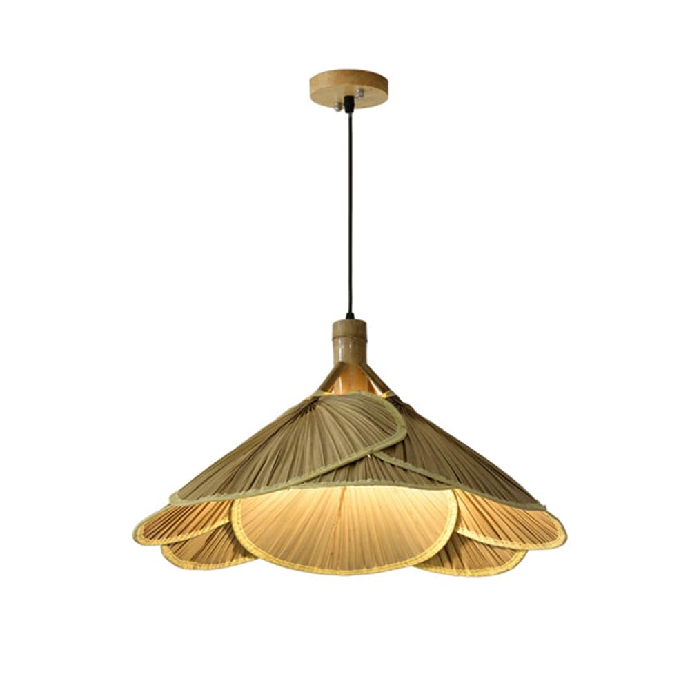 CHUNGYANG Boho Hanging Chandelier Multi-Layer Handwoven Bamboo Rattan Shade Pendant Light Fixture Adjustable Hanging Cord Creative Kitchen Pendant Lamp Rustic Decor Lamp for Restaurant Hallway Foyer