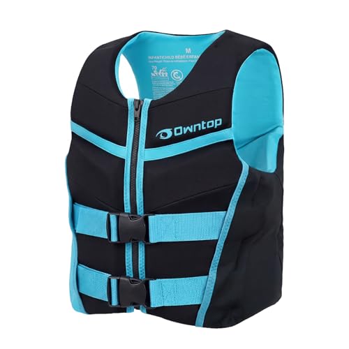 Owntop Swim Vest Youth Neoprene Swim Jacket Kids 75-125 lbs Quick-Dry Lightweight Buckles Zipper Kayak Swimming Training Boating Watersports (Green L)