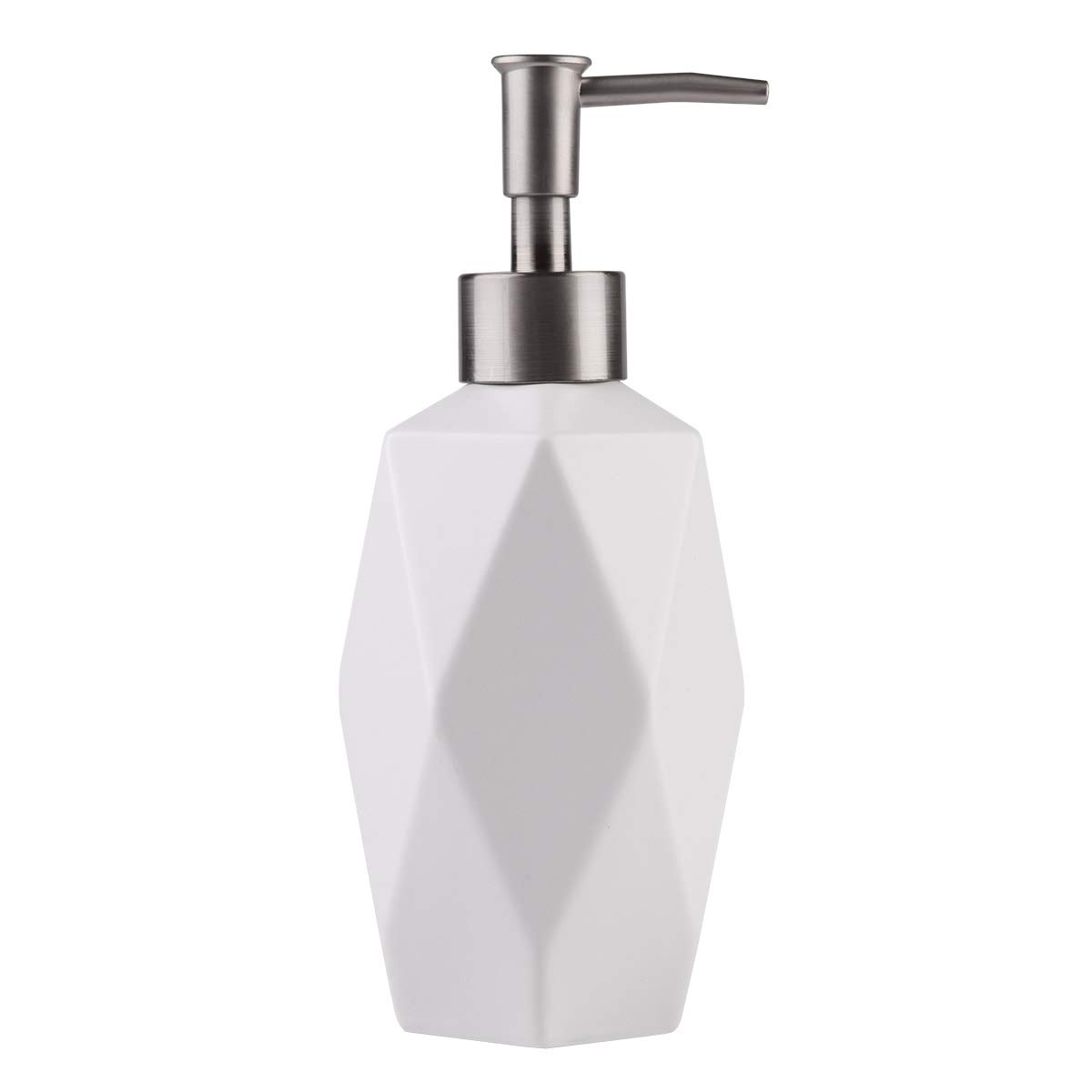 FUN ELEMENTS Soap Dispenser 350ml/12oz Ceramic Lotion Dispenser Porcelain Liquid Soap Pump for Kitchen Bathroom Washroom (White)
