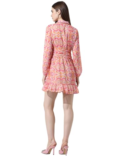 Image of ONLY Floral Printed Shirt Collar Tiered Chiffon Fit & Flare Dress