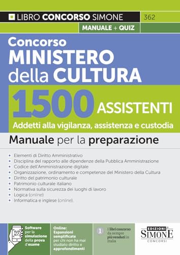 Concorso Ministero della Cultura 1500 Assistenti - Addetti alla vigilanza, assistenza e custodia - Manuale per la preparazione