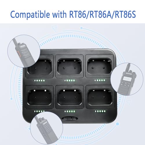 Retevis RT86 Ladegerät Sechs-Wege-Ladegerät: Effiziente 6-Fach-Ladestation für sichere Aufladung Ihrer CB-Funkgeräte der Modelle RT86, RT86A und RT86S (1 Stück)