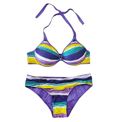 Bikini Sin Tirantes Mujer Bikinis Talla Grande Conjunto de De Playa Vendaje Brasileño Bikini Mujer Traje Baño Up Reductores Pecho Rojo (Purple L)