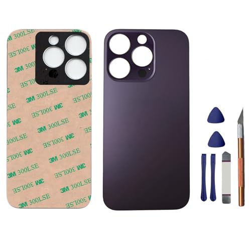 Mingxiong 14 Pro Max Back Glass Replacement for iPhone 14 Pro Max Rear Back Glass Panel Replacement with Pre-Installed Adhesive + Repairing Toolkit (Deep Purple)