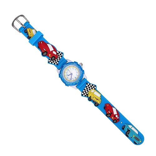 FRCOLOR Reloj de Dibujos Animados para Chicas Mirar Chico Reloj Infantil con Motivo de Coche de polivinilo Azul