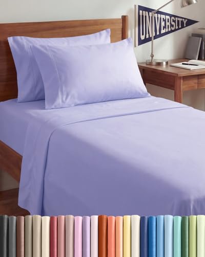 Twin XL 4 Piece Sheet Set - Comfy Breathable & Cooling - Ultra-Soft Hotel Luxury Bedding Set w/ 8-16 Inch Deep Pockets - 1 Flat & 1 Fitted Sheet & 2 Pillowcases - Wrinkle Free & Easy Care - Lavender