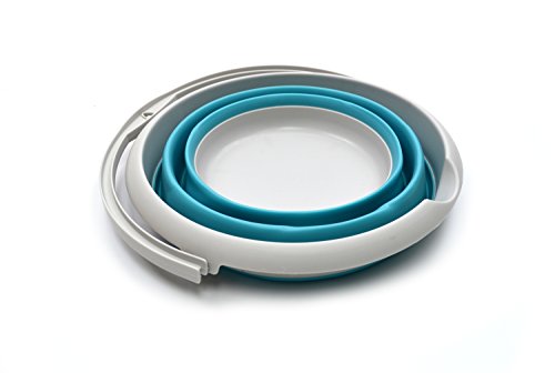 Sammart Set Of 2 - 10L (2.6 Gallon) Collapsible Plastic Bucket - Foldable Round Tub - Portable Fishing Water Pail - Space Saving Outdoor Waterpot, Size 33Cm Dia (2, Bright Blue) #TOP1