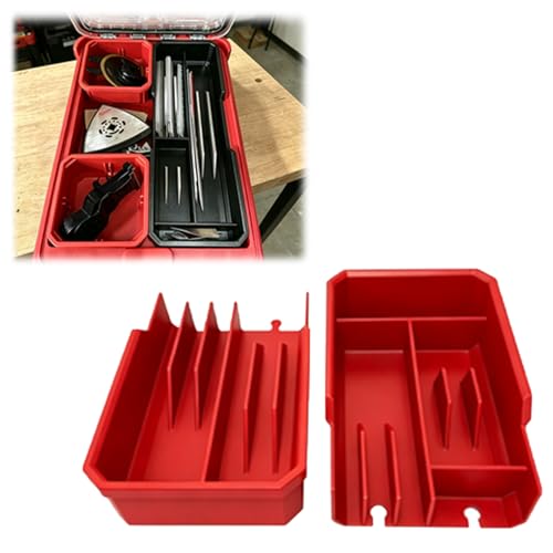 Reciprocating Saw Blade Holder Organizer Compatible with Milwaukee Packout, Tool Box Insert Storage Bin for Sawzall Blades up to 10.5 Inch, Portable Divider Case (Red)