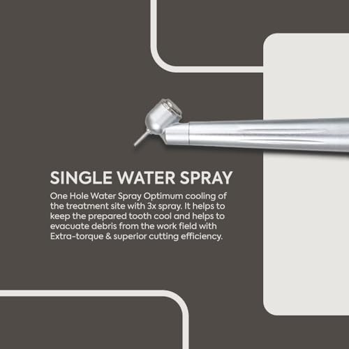 Image of Qualdent Turbine Pro 45 Degree Non-LED High Speed Air Rotor Handpiece | Push Button Chuck | Ceramic Bearing | Single Water Spray | Borden 2 Hole | Ergonomic Stainless Steel Body | Low Vibration
