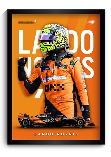 Image of Funk You Store Lando Norris Poster | Framed McLaren F1 Car A4 Sized (31 x 23 cm) | Lando Norris F1 Poster | McLaren Car Posters for Wall, Gift for Boys, Formula 1 Frames | Formula 1 Frame (F 085)