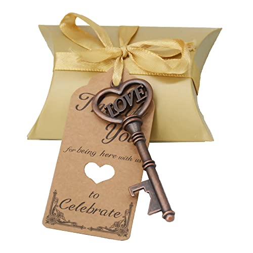 Aokbean 50 pcs Vintage Skeleton LOVE Key Bottle Openers Pillow