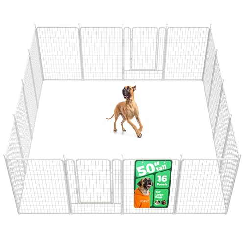 Image of FXW Rollick Unleashed Dog Playpen for Indoor, Yard, RV Camping, 50 inch 16 Panels for Large Dogs, White│Patented