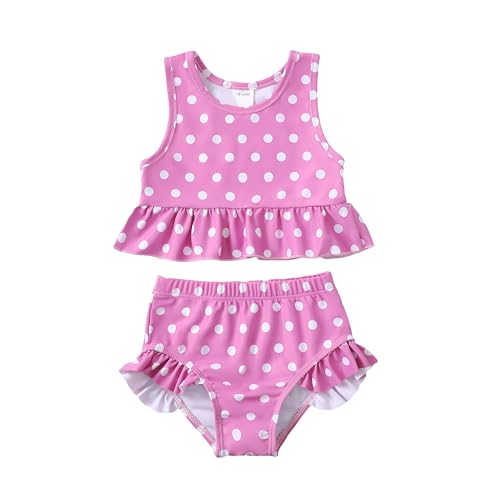 Image of Baby Swimsuit Girl Two Piece Bathing Suit Toddler Girls Summer Beach Ruffle Tankini Swimwear 1-7Y