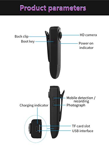 Hidden Camera 1080P Mini Camera No Wifi Security Camera Wearable With Clip Small Camera Indoor Outdoor Use, Business Meetings/Class/Hiking Easy Use Black Aolans #TOP4