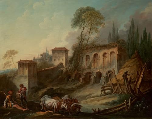 Toile Paysage Imaginaire François Boucher pour sublimer un salon contemporain
