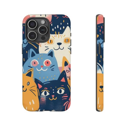 Coque rigide mate iPhone 15 Pro Max chat coloré protection fine