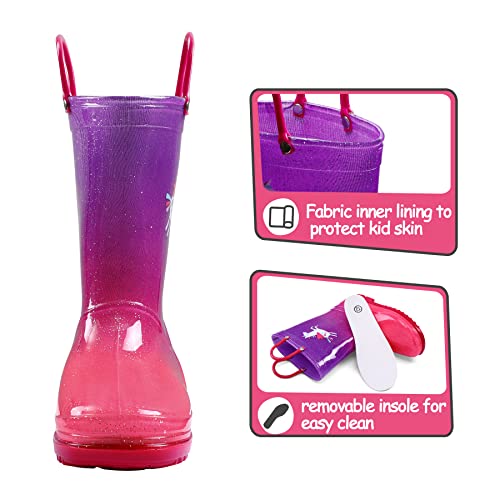 Shofort Kids Boys Girls Rain Boots With Easy-On Handles Rainboots (Toddler/Little Kid/Big Kid) #TOP2