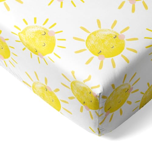 Image of Little Sleepies Baby Crib Sheets, Buttery Soft Viscose from Bamboo Crib Sheets for Boys & Girls, Toddler Bed Sheet, Standard Crib Mattress Sheet, Super Stretchy & Elasticized (Sunshine)