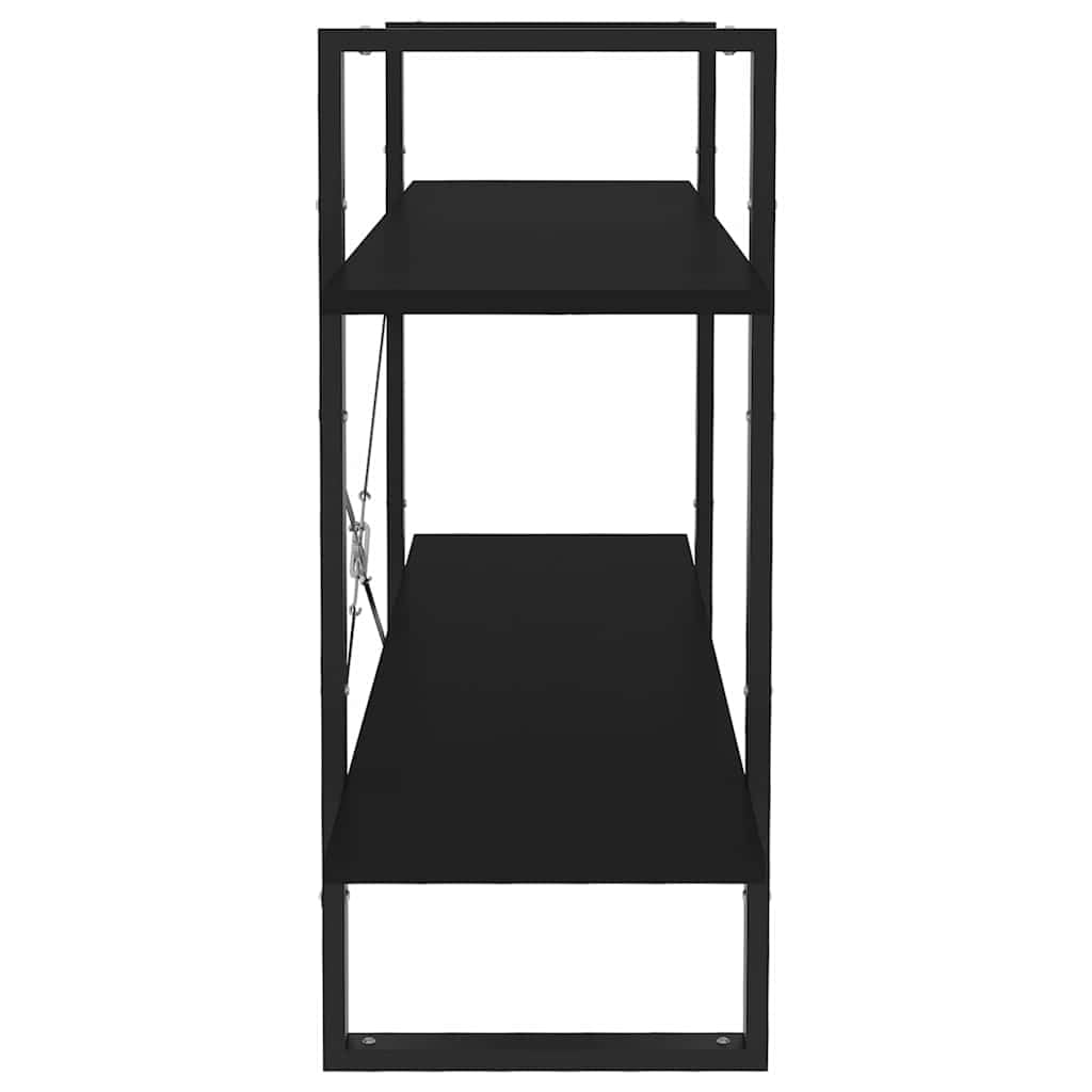 Libreria a 2 scomparti, colore nero, 100 x 30 x 70 cm, in legno e