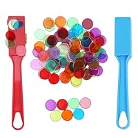 xolear 200 Stück Magnetische Bingo Chips Set, Bingo Spiel mit 2 Stück Magnetische Stäbe Gehirnleistung Steigern Desktop Magnet Spiel, Farbe Magnet Chips, Lernspielzeug für Familiares Grupales Eventos