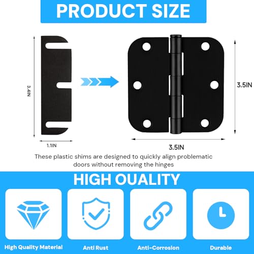 Image of Door Hinge Shims, Filling Gaps in Interior Doors Adjusting The Spacing to Align Them, Used to Solve Problems Such As Door Air Leakage, Can Be Trimmed,3.5 Inch (20, 3.5 Inch Hinge Shims)