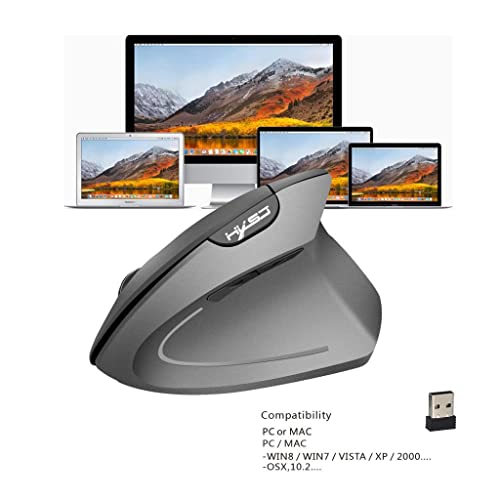 Mouse sem fio Almencla 2,4 GHz óptico vertical para jogo/escritório mouse com 3 DPIs ajustáveis: 800