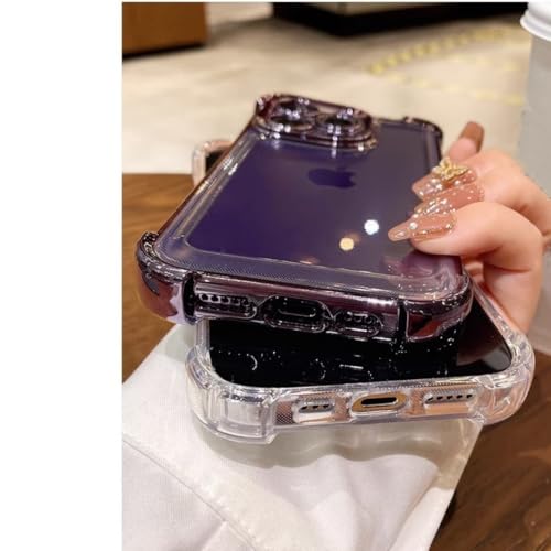 Coque iPhone 17 Pro transparente violette antichoc en silicone avec film protecteur
