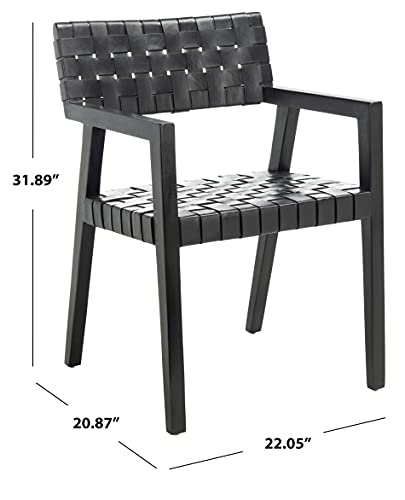 anders dining chair - black leather & walnut