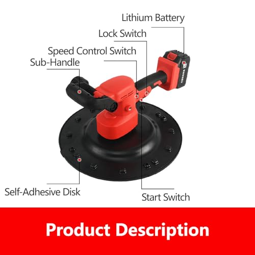 Lakenbroade Electric Trowel, Cordless Wall Smoothing Polishing Machine Handheld Concrete Cement Mortar Plastering Trowel Electric Walk Behind Trowel Electric Concrete Finishing Trowel