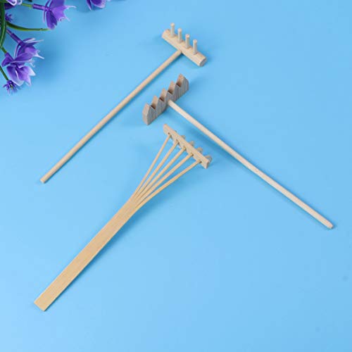 3 Pcs Mini Ferramenta de Jardim Zen de Bambu Ancinho Areia Rocha Mini Caixa de Areia de Mesa Acessór